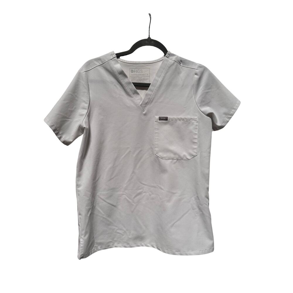 Figs Technical Shirt Women's Small White Front Pocket Short Sleeve